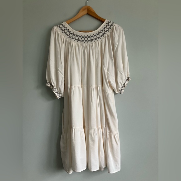 OLD NAVY Off White and Black Embroidered Boho Cotton Blend Tiered Dress Size XL - Picture 7 of 13